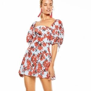 Floral Puff Sleeve Mini Dress